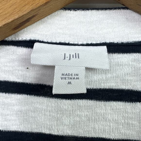 J. Jill Striped Long Sleeve Open Front Long Cardigan Sweater White sz M - Picture 4 of 6